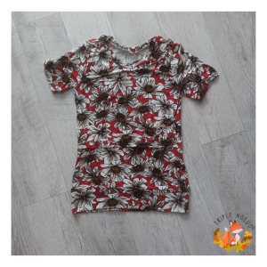 Tee-shirt d&rsquo;allaitement S fleurs rouges